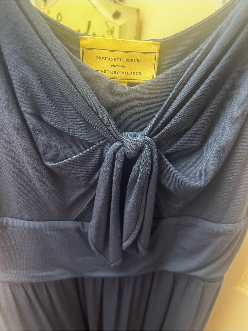 Anthropology Moulinette Soeurs Navy Tie-Front Spaghetti Strap Maxi Dress